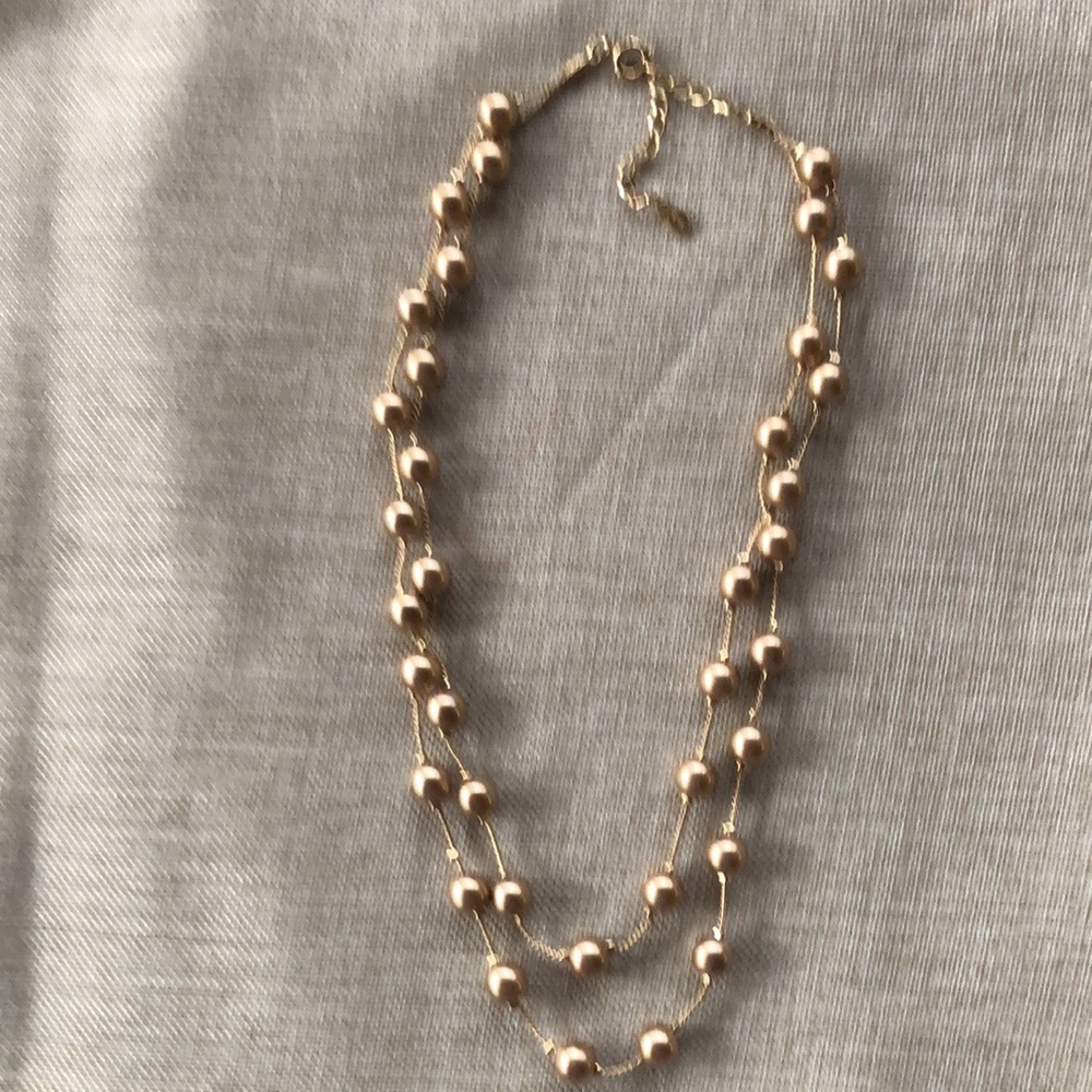 Vintage Monet double strand gold bead necklace - Picture 2 of 7